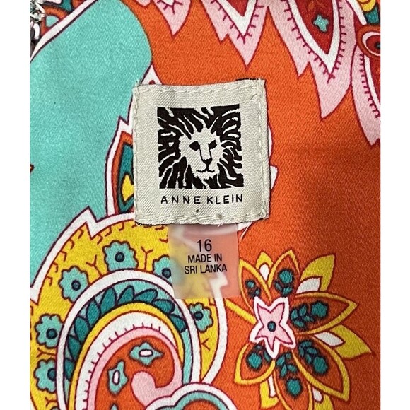 Anne Klein Retro Colorful Paisley Spring Sleeveless Shift Dress Pockets U - Picture 6 of 6